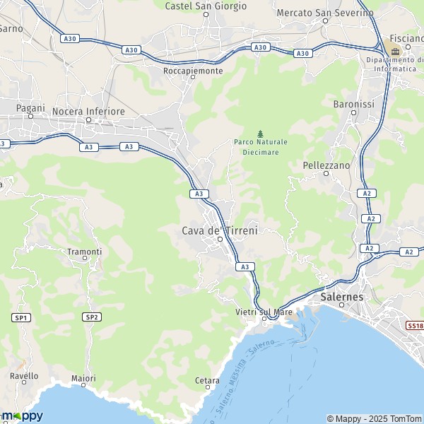La carte pour la ville de Cava de' Tirreni 84013