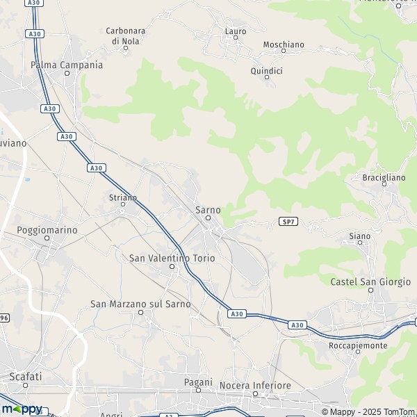 La carte pour la ville de Sarno 84087