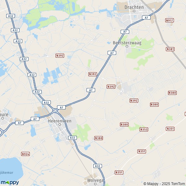 La carte pour la ville de Heerenveen 8411-8495