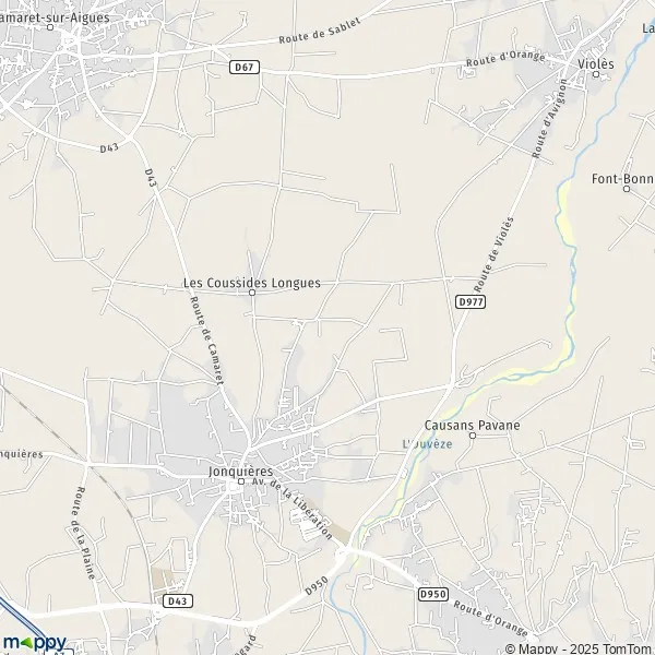 Plan Jonquières carte de Jonquières (84150) et infos pratiques