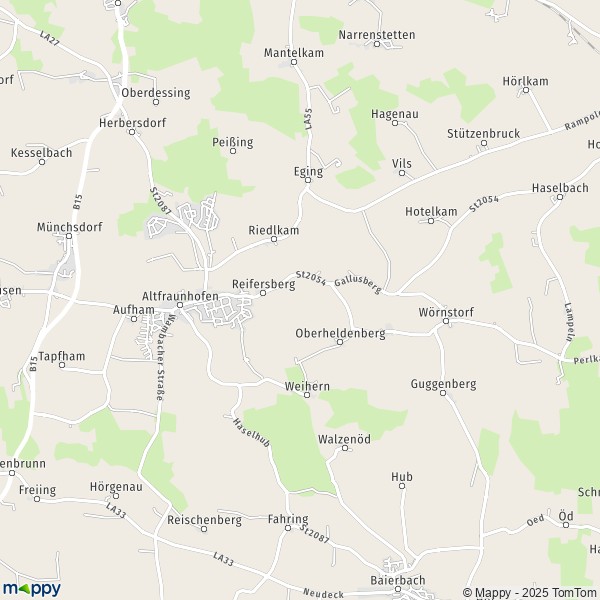 La carte pour la ville de 84169 Altfraunhofen