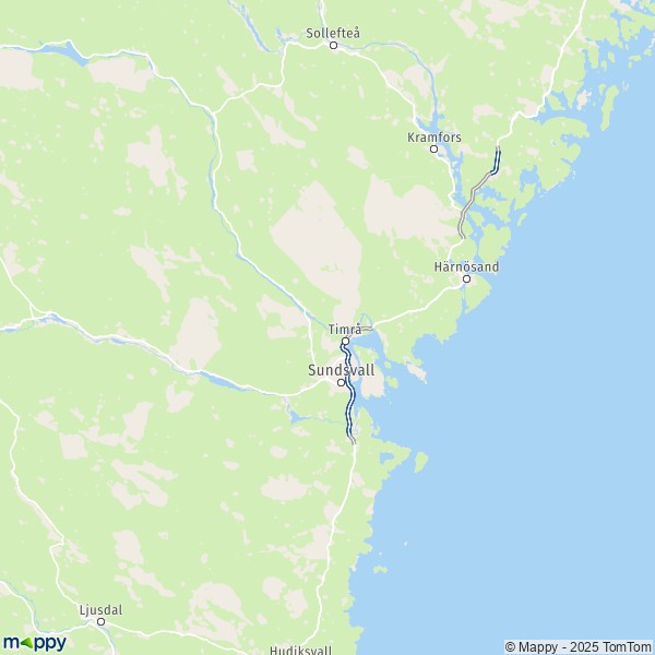 La carte pour la ville de Sundsvall 84398-86592