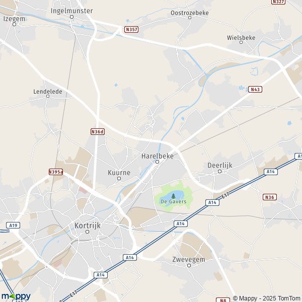 La carte pour la ville de 8500-8780 Harelbeke