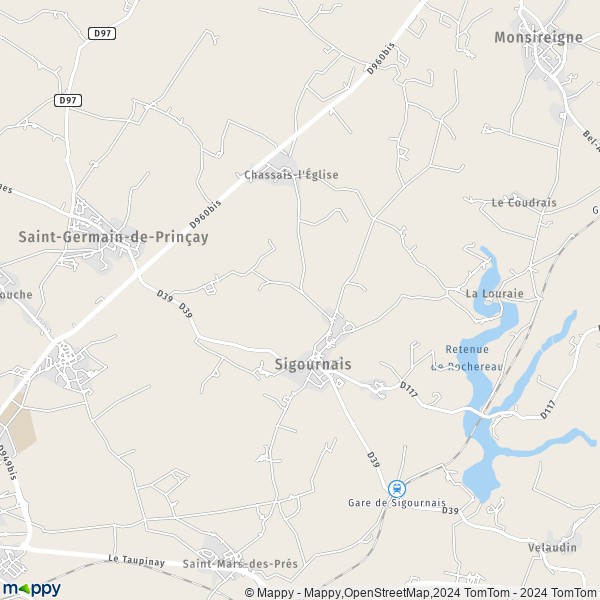 La carte pour la ville de Sigournais 85110