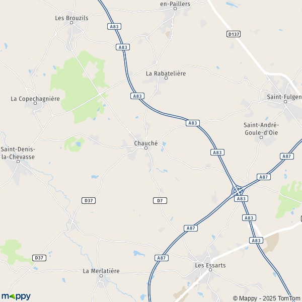 La carte pour la ville de Chauché 85140