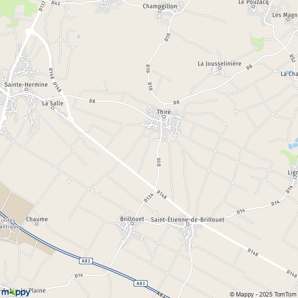 La carte pour la ville de Thiré 85210