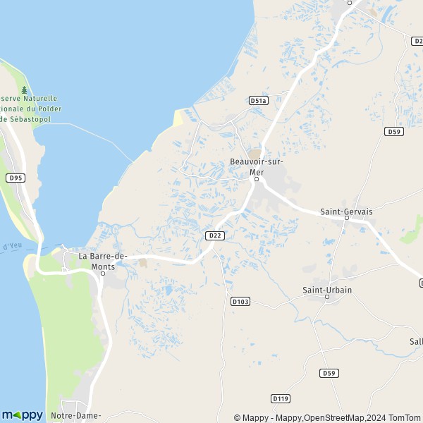 La carte pour la ville de Beauvoir-sur-Mer 85230