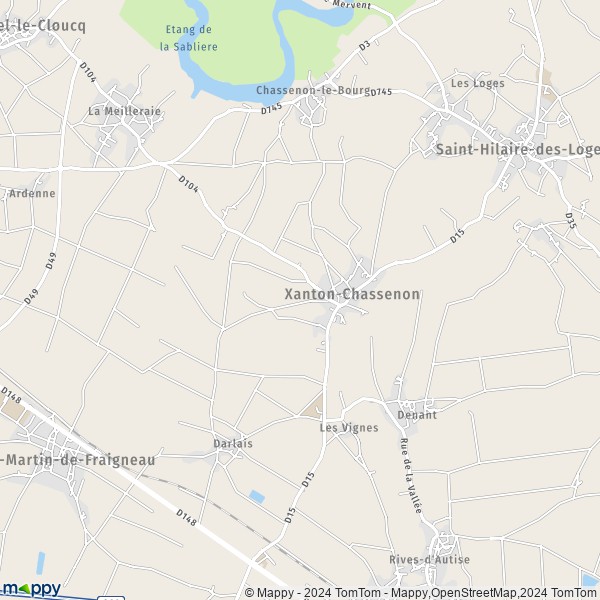 La carte pour la ville de Xanton-Chassenon 85240