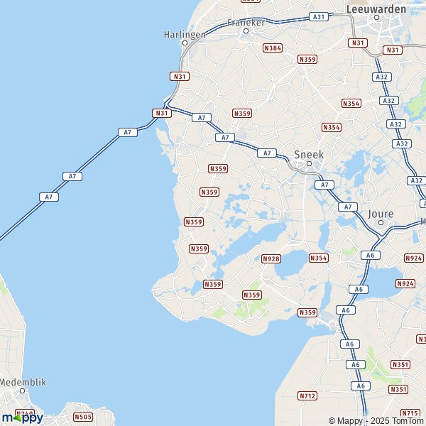 La carte pour la ville de Súdwest Fryslân 8526-9021