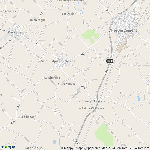 La carte pour la ville de Saint-Sulpice-le-Verdon, 85260 Montréverd