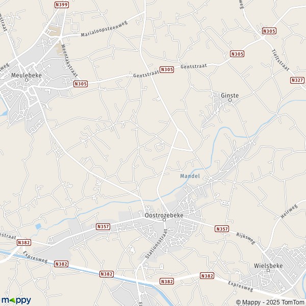 La carte pour la ville de 8531-8780 Oostrozebeke