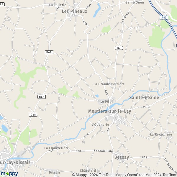 La carte pour la ville de Moutiers-sur-le-Lay 85320