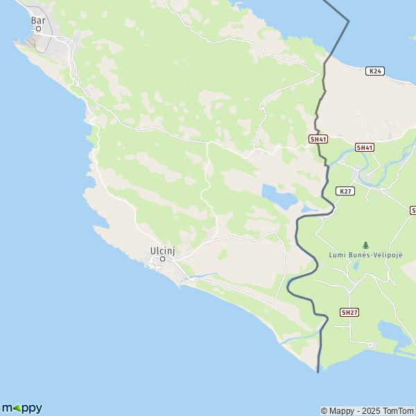 La carte pour la ville de Ulcinj 85360-85366