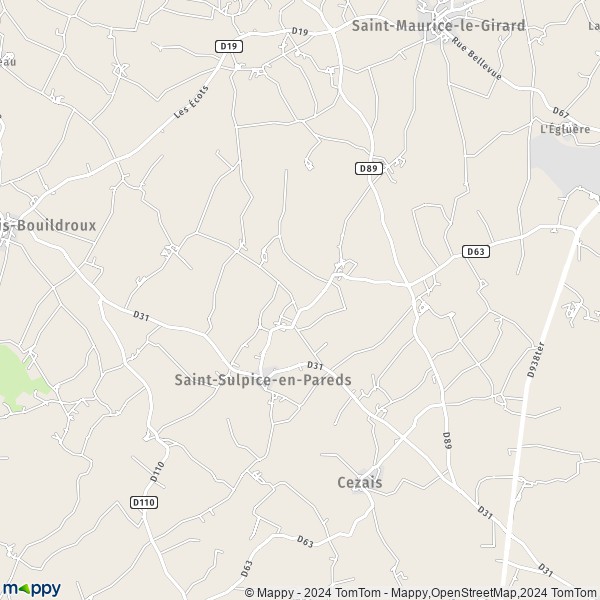 La carte pour la ville de Saint-Sulpice-en-Pareds 85410