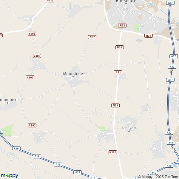 La carte pour la ville de 8560-8980 Moorslede