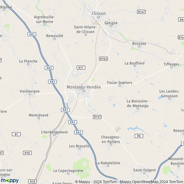 La carte pour la ville de La Guyonnière, 85600 Montaigu-Vendée