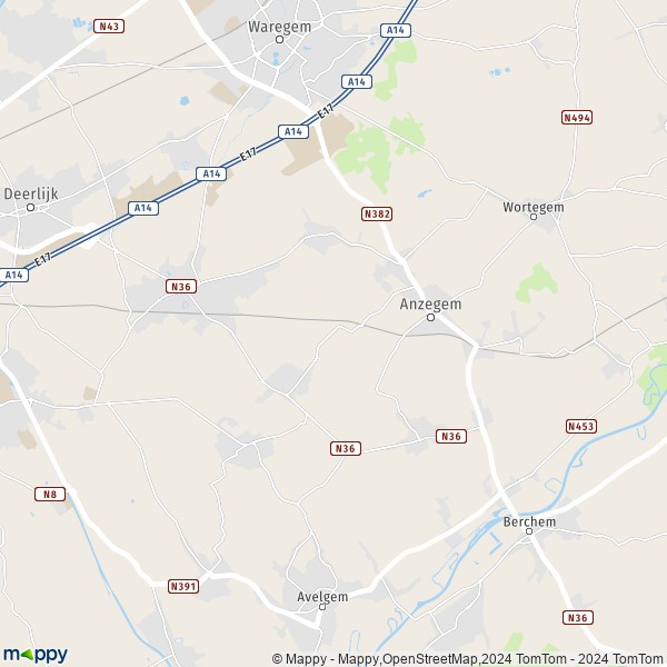 La carte pour la ville de 8570-8573 Anzegem