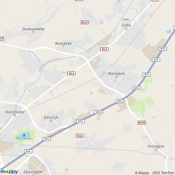 La carte pour la ville de 8570-8793 Waregem