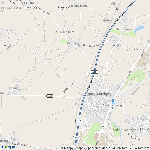 La carte pour la ville de Jaunay-Clan, 86130 Jaunay-Marigny