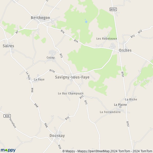 La carte pour la ville de Savigny-sous-Faye 86140