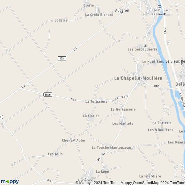 La carte pour la ville de La Chapelle-Moulière 86210