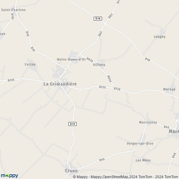 La carte pour la ville de La Grimaudière 86330
