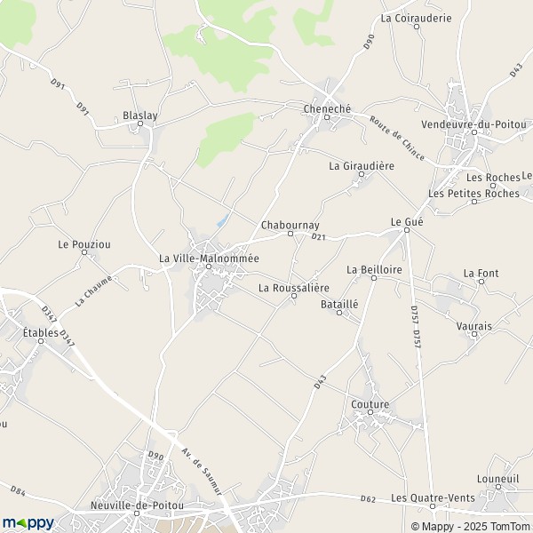 La carte pour la ville de Chabournay 86380