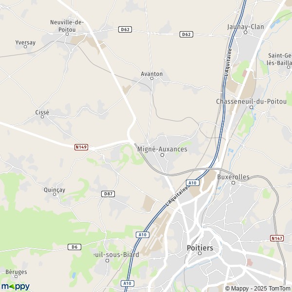 La carte pour la ville de Migné-Auxances 86440