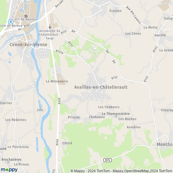 La carte pour la ville de Availles-en-Châtellerault 86530