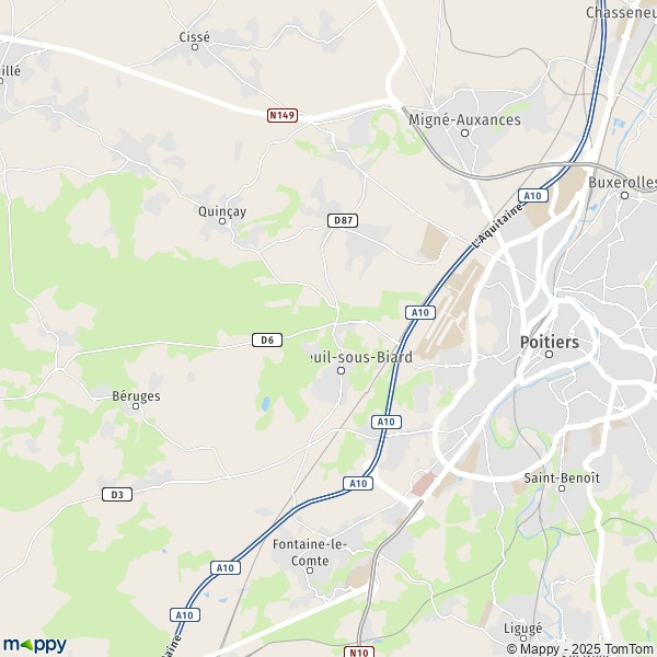 La carte pour la ville de Vouneuil-sous-Biard 86580