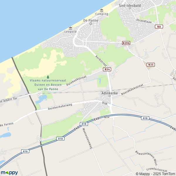 La carte pour la ville de 8660 La Panne