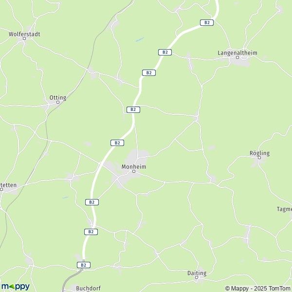 La carte pour la ville de 86653 Monheim