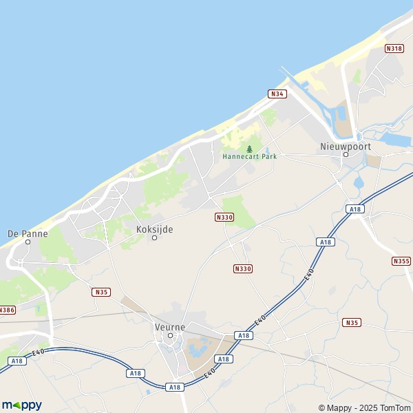 La carte pour la ville de 8670 Koksijde