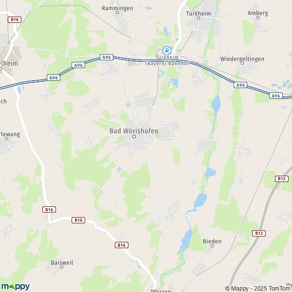 La carte pour la ville de 86825 Bad Wörishofen