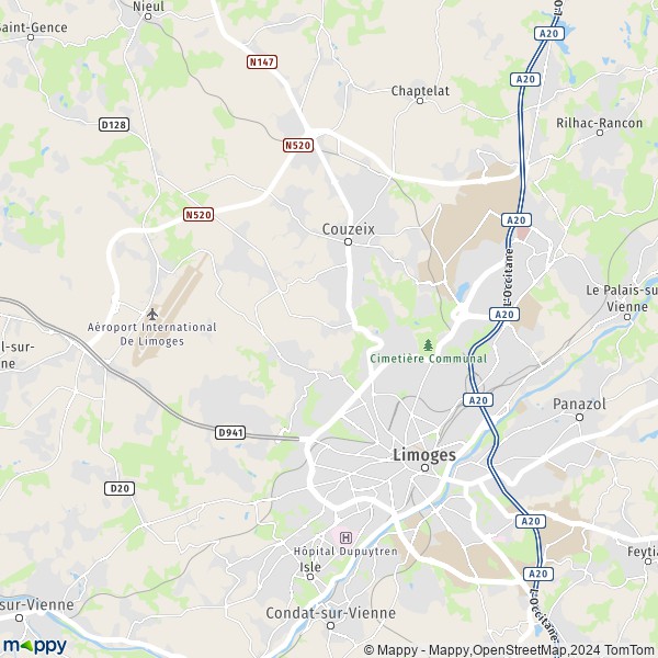 La carte pour la ville de Limoges 87000-87280