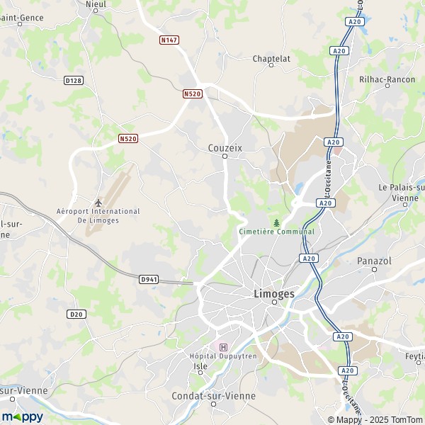 La carte pour la ville de Limoges 87000-87280