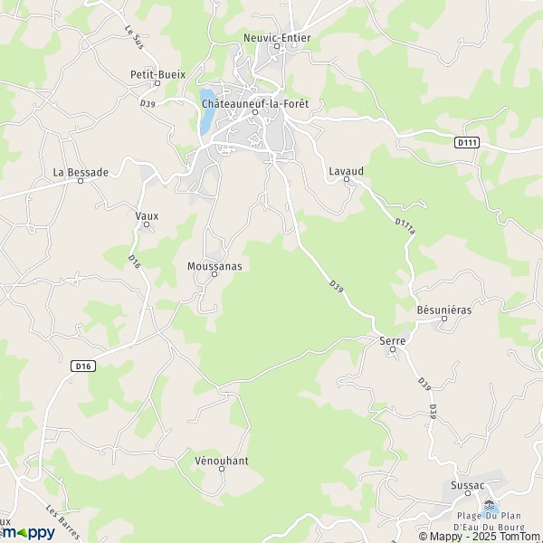 La carte pour la ville de Châteauneuf-la-Forêt 87130