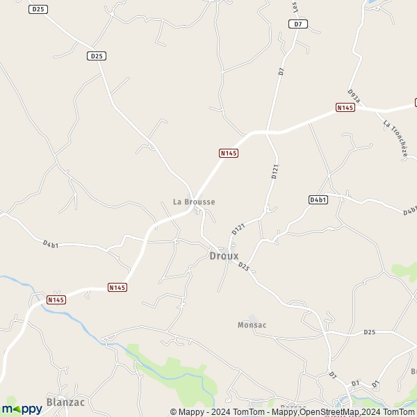 La carte pour la ville de Droux 87190