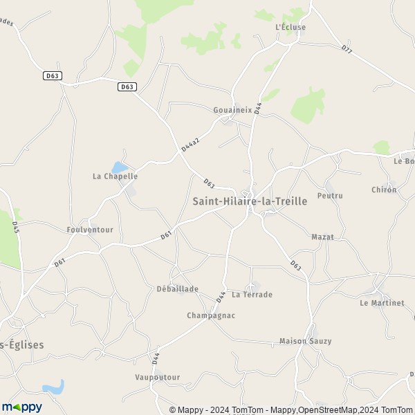 La carte pour la ville de Saint-Hilaire-la-Treille 87190