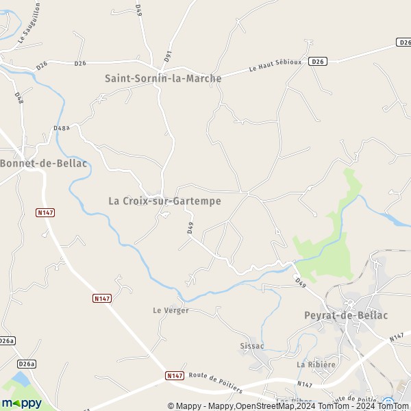 La carte pour la ville de La Croix-sur-Gartempe 87210