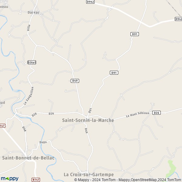 La carte pour la ville de Saint-Sornin-la-Marche 87210