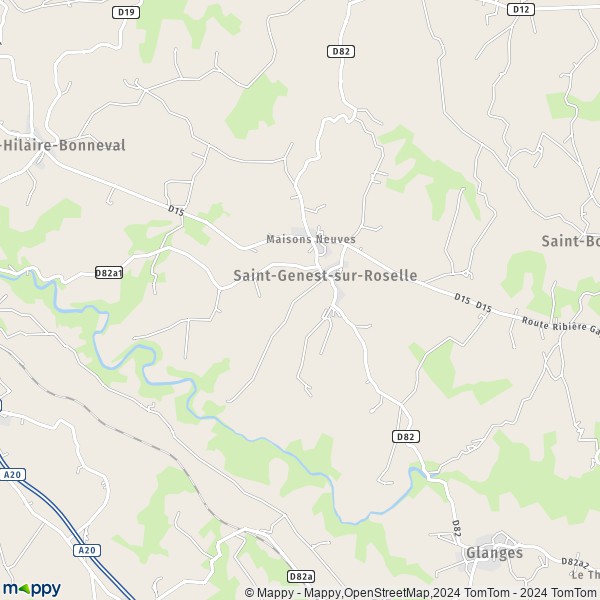 La carte pour la ville de Saint-Genest-sur-Roselle 87260
