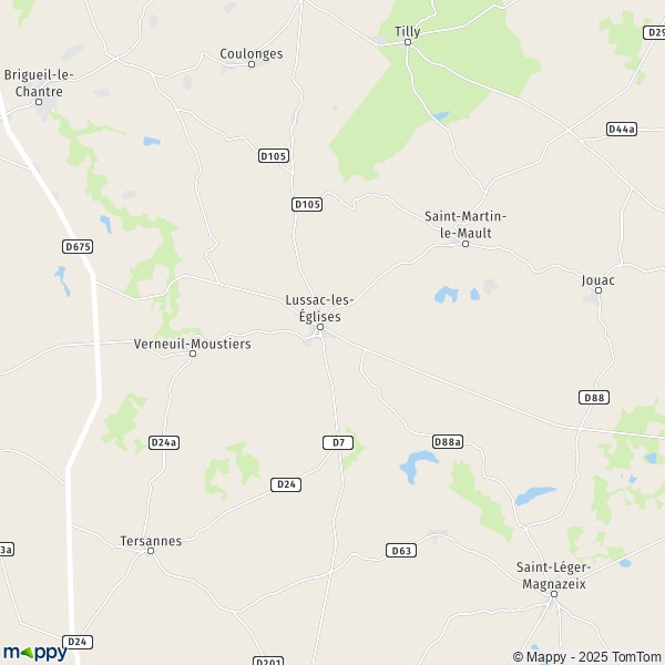 Plan Lussac-les-  glises carte Lussac-les-  glises  87360  infos