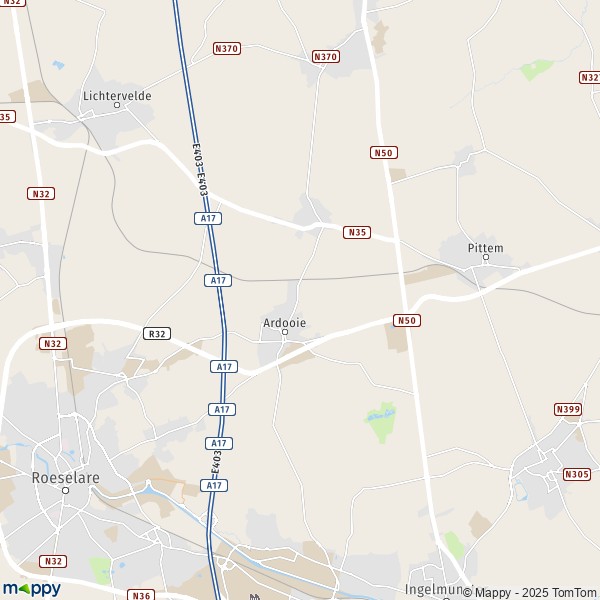 La carte pour la ville de 8740-8851 Ardooie