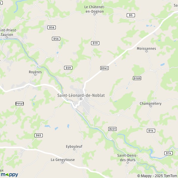 La carte pour la ville de Saint-Léonard-de-Noblat 87400