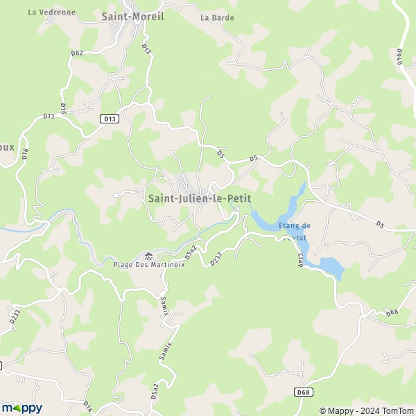 La carte pour la ville de Saint-Julien-le-Petit 87460