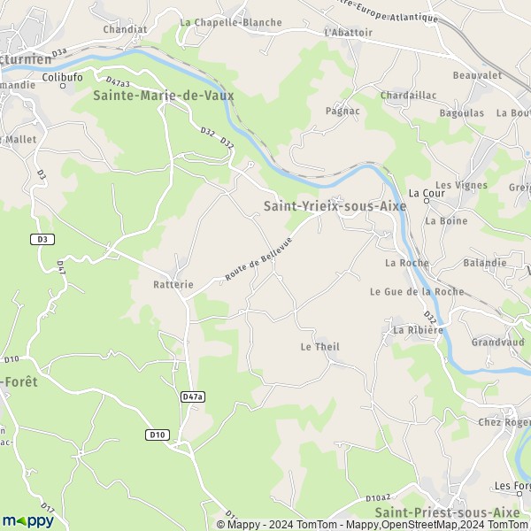 La carte pour la ville de Saint-Yrieix-sous-Aixe 87700