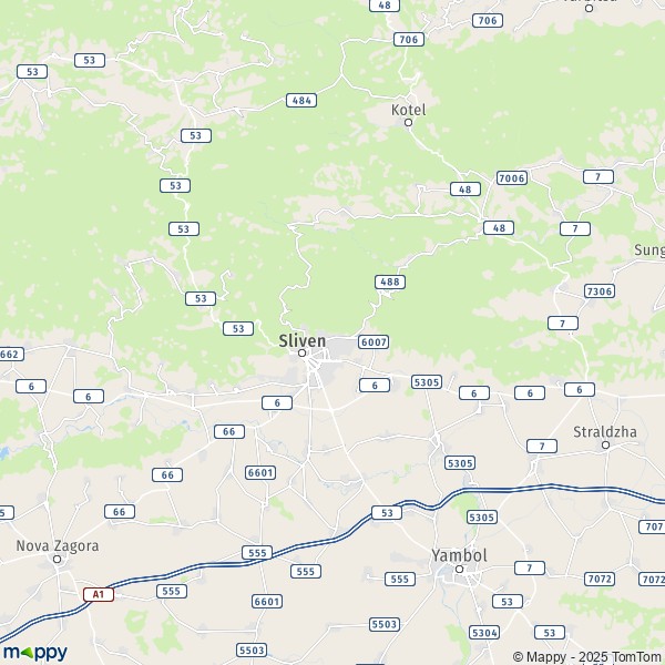 La carte pour la ville de Sliven 8800-8889