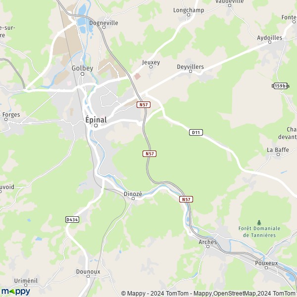 La carte pour la ville de Épinal 88000