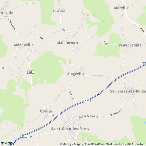 La carte pour la ville de Aingeville 88140